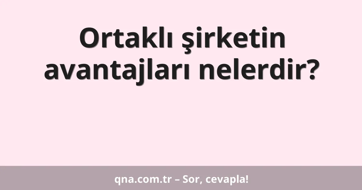 Ortaklı şirketin avantajları nelerdir?