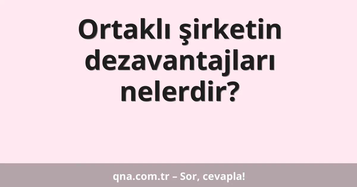 Ortaklı şirketin dezavantajları nelerdir?