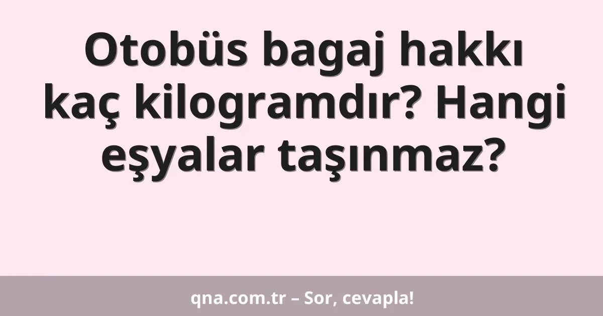 Otobüs bagaj hakkı kaç kilogramdır? Hangi eşyalar taşınmaz?