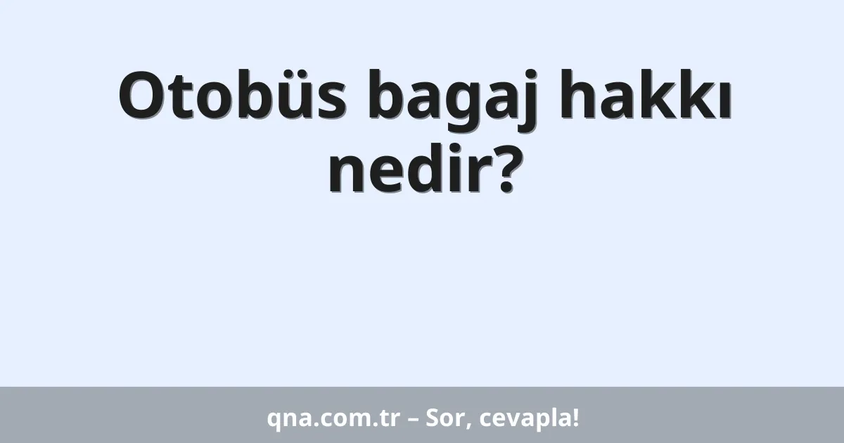 Otobüs bagaj hakkı nedir?
