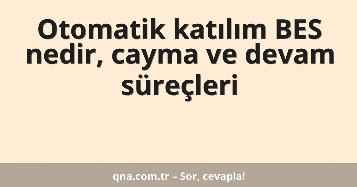 Otomatik katılım BES nedir, cayma ve devam süreçleri