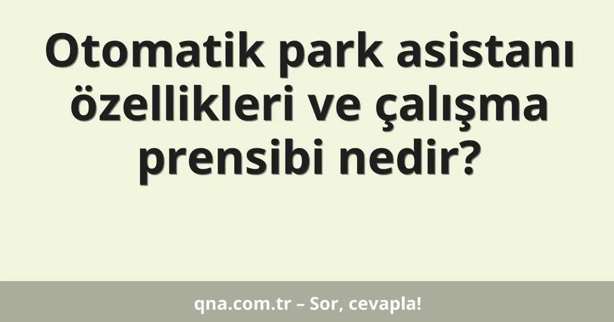 Otomatik park asistanı özellikleri ve çalışma prensibi nedir?