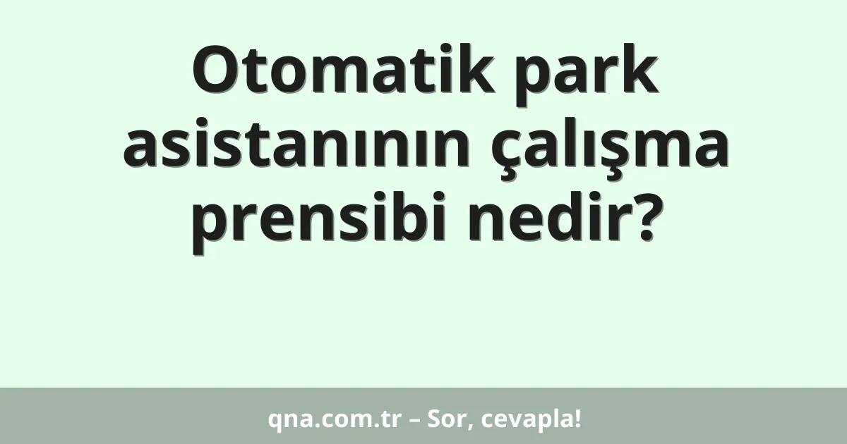 Otomatik park asistanının çalışma prensibi nedir?
