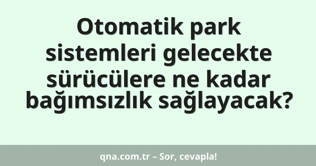 Otomatik park sistemleri gelecekte sürücülere ne kadar bağımsızlık sağlayacak?