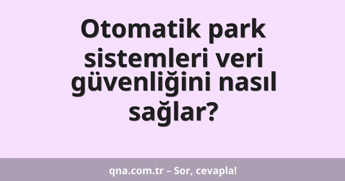 Otomatik park sistemleri veri güvenliğini nasıl sağlar?