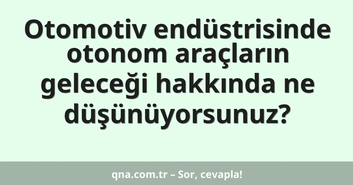 Otomotiv endüstrisinde otonom araçların geleceği hakkında ne düşünüyorsunuz?