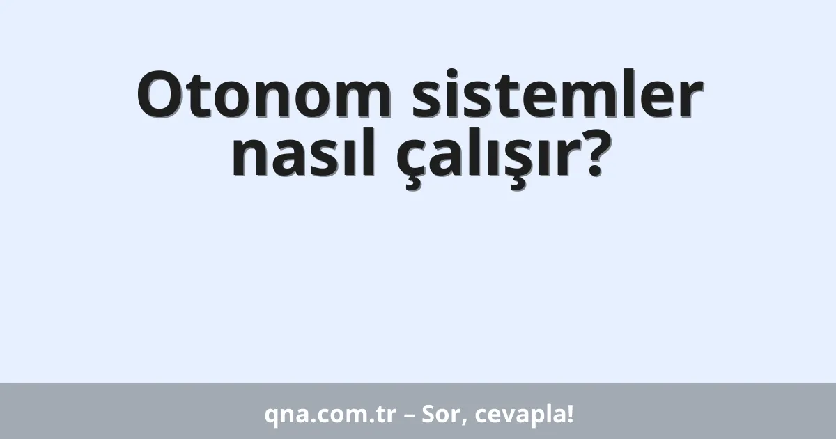 Otonom sistemler nasıl çalışır?