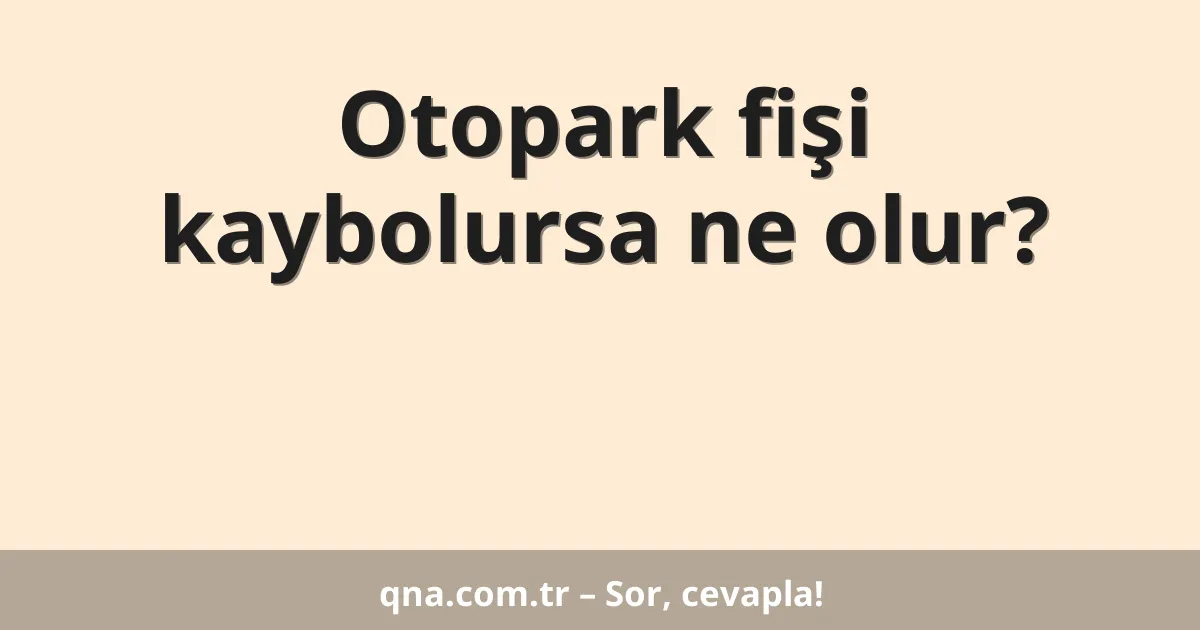 Otopark fişi kaybolursa ne olur?