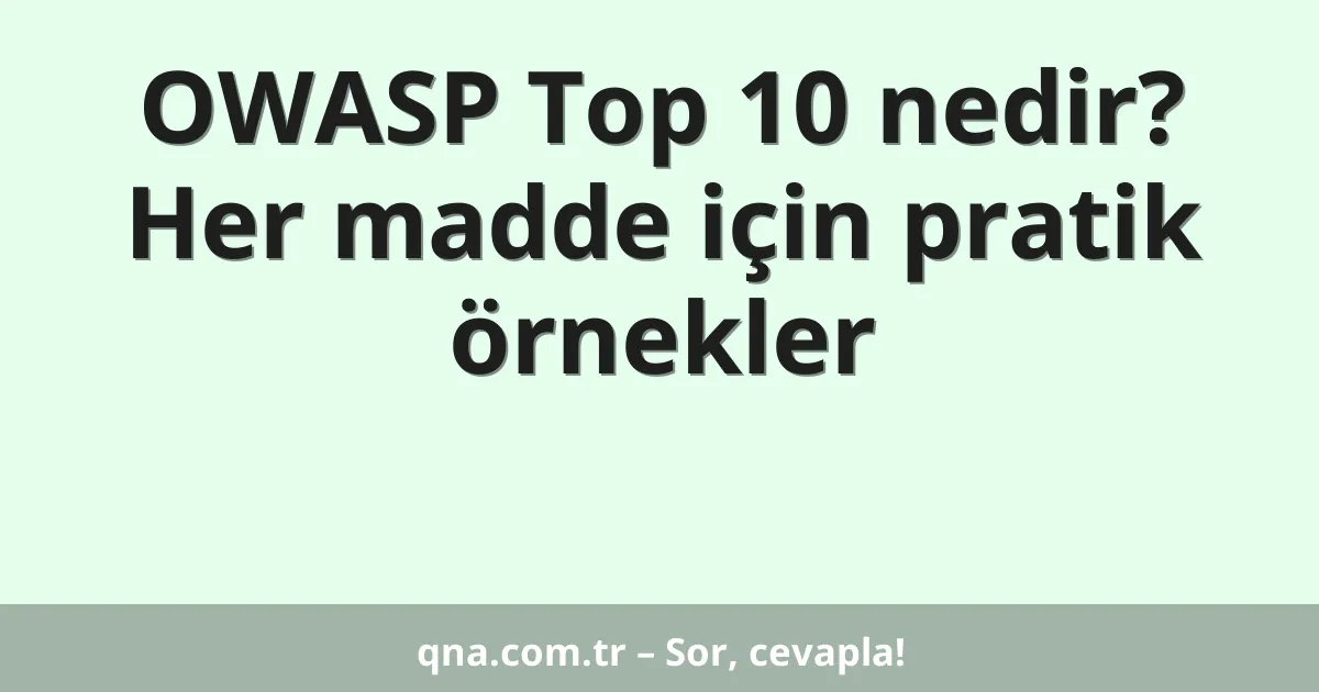 OWASP Top 10 nedir? Her madde için pratik örnekler