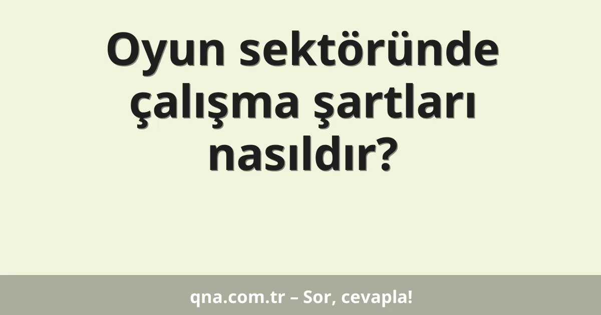 Oyun sektöründe çalışma şartları nasıldır?