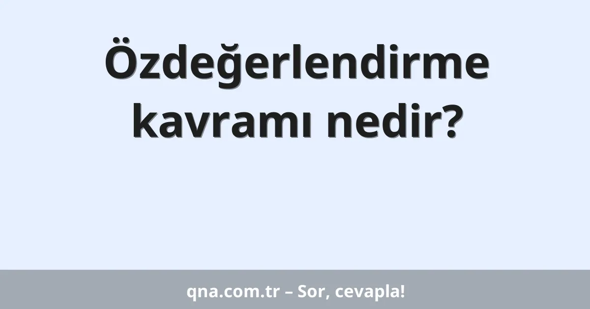 Özdeğerlendirme kavramı nedir?