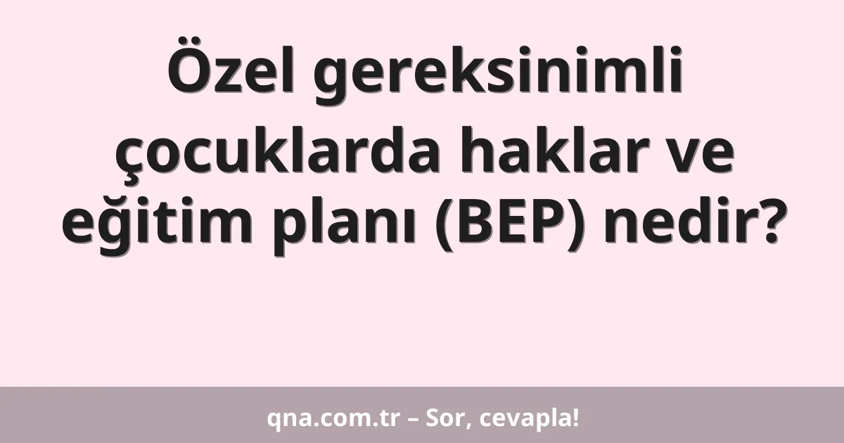 Özel gereksinimli çocuklarda haklar ve eğitim planı (BEP) nedir?