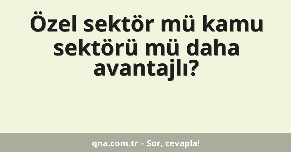 Özel sektör mü kamu sektörü mü daha avantajlı?
