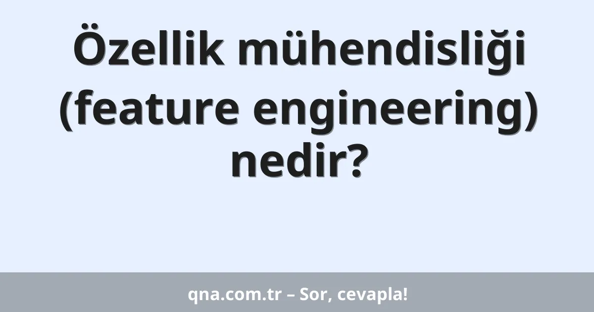 Özellik mühendisliği (feature engineering) nedir?
