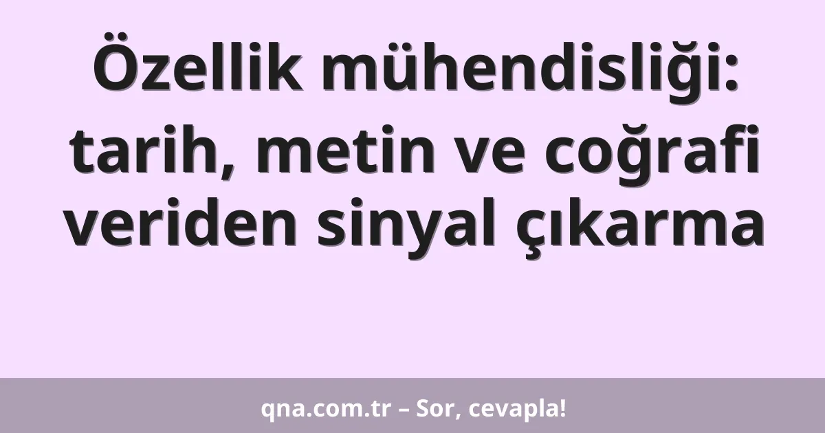 Özellik mühendisliği: tarih, metin ve coğrafi veriden sinyal çıkarma