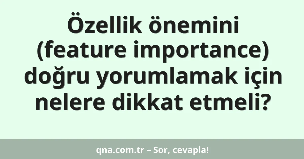 Özellik önemini (feature importance) doğru yorumlamak için nelere dikkat etmeli?