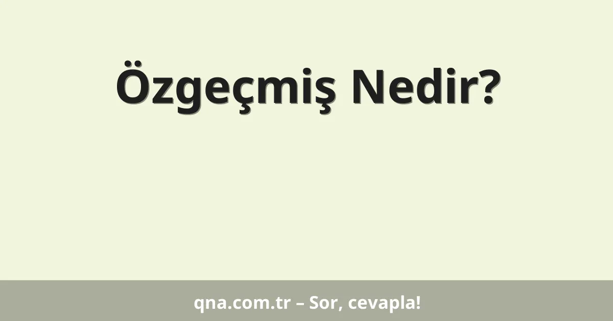 Özgeçmiş Nedir?