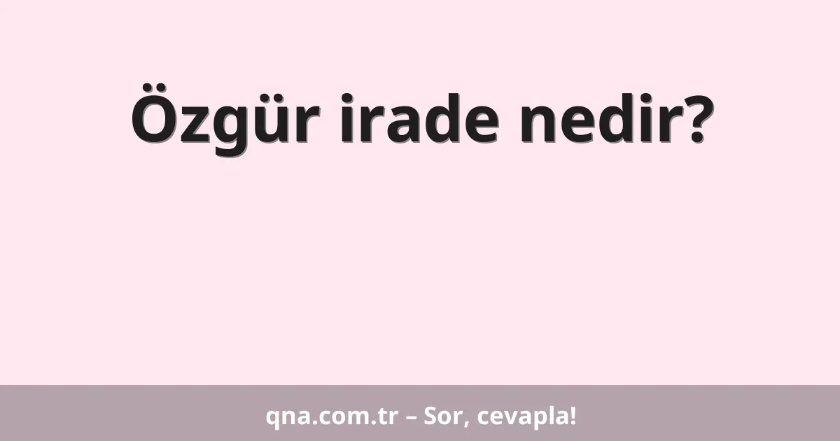 Özgür irade nedir?