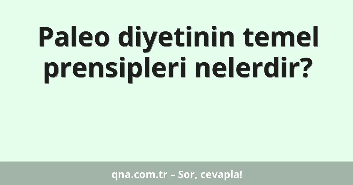 Paleo diyetinin temel prensipleri nelerdir?
