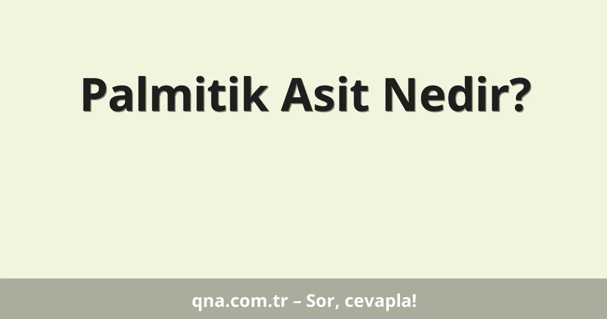 Palmitik Asit Nedir?