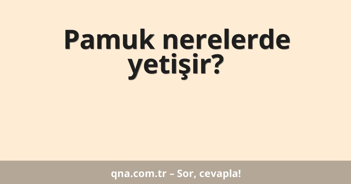 Pamuk nerelerde yetişir?