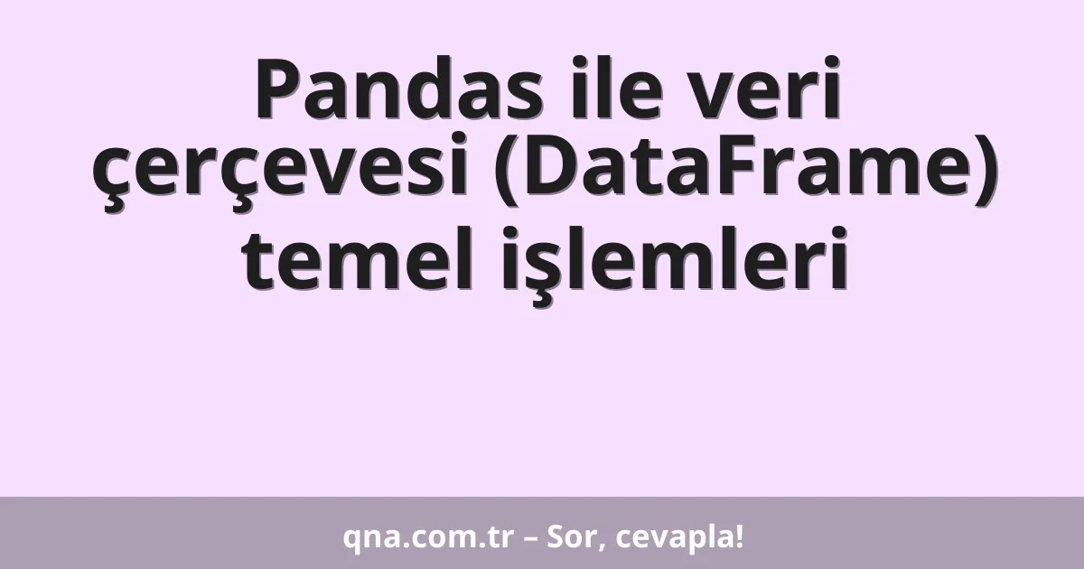 Pandas ile veri çerçevesi (DataFrame) temel işlemleri
