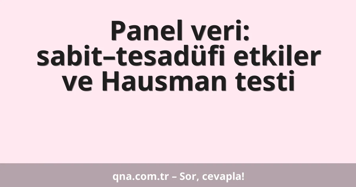 Panel veri: sabit–tesadüfi etkiler ve Hausman testi