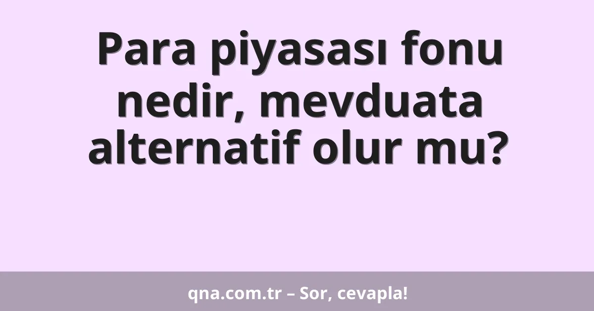 Para piyasası fonu nedir, mevduata alternatif olur mu?