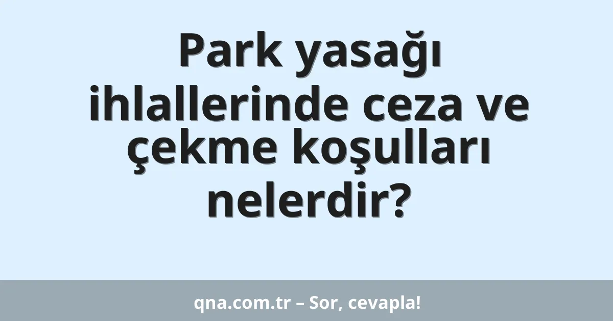 Park yasağı ihlallerinde ceza ve çekme koşulları nelerdir?