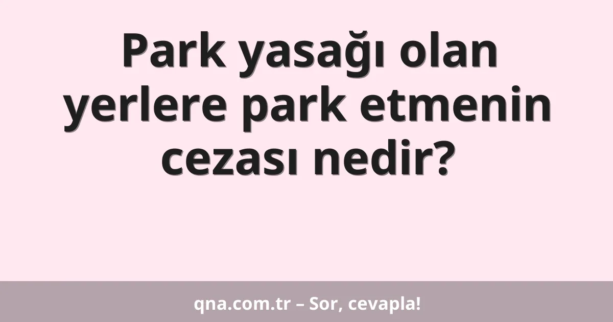 Park yasağı olan yerlere park etmenin cezası nedir?