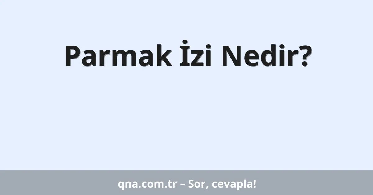 Parmak İzi Nedir?