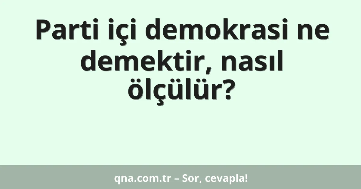 Parti içi demokrasi ne demektir, nasıl ölçülür?
