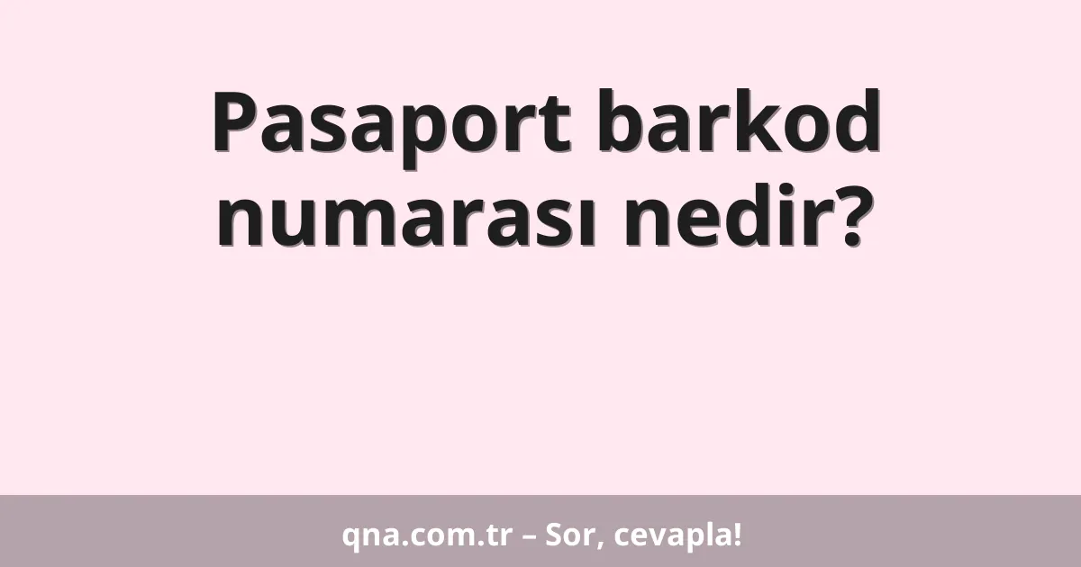 Pasaport barkod numarası nedir?