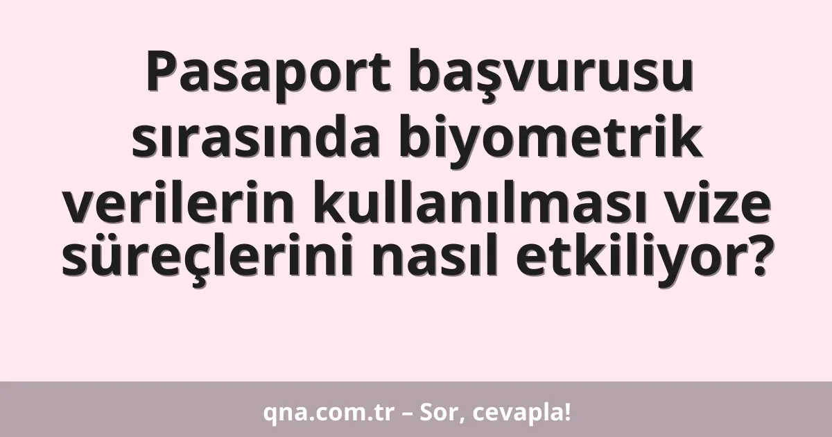 Pasaport başvurusu sırasında biyometrik verilerin kullanılması vize süreçlerini nasıl etkiliyor?