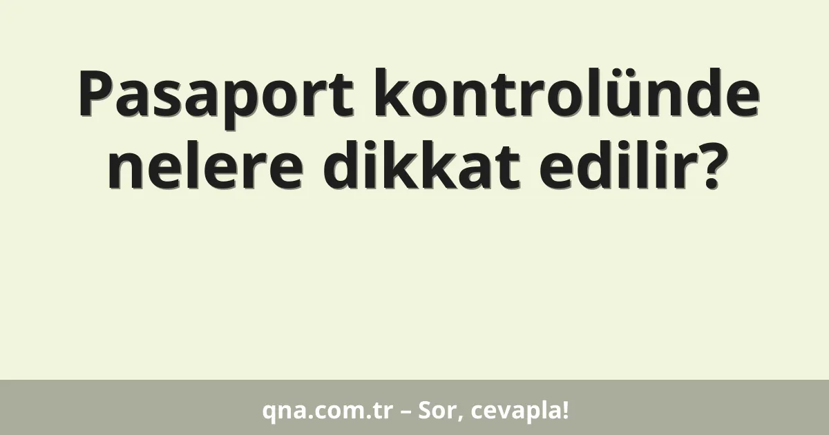 Pasaport kontrolünde nelere dikkat edilir?