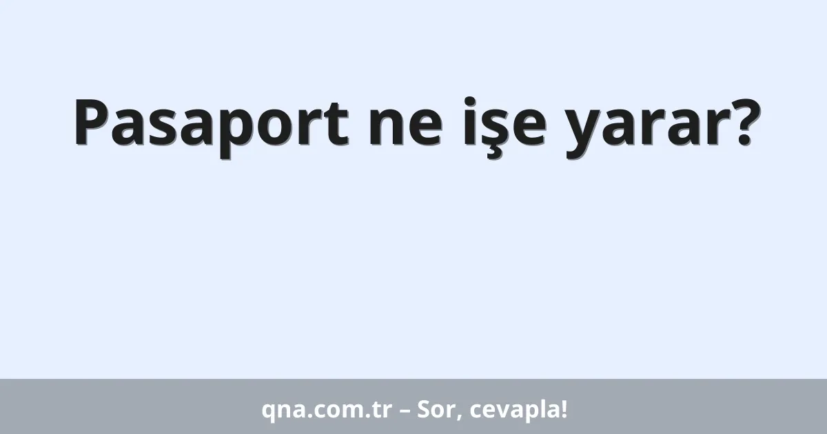 Pasaport ne işe yarar?