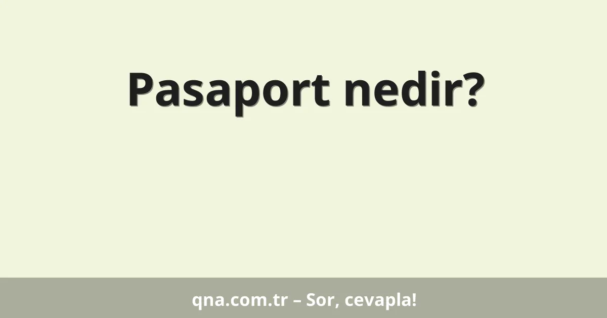 Pasaport nedir?