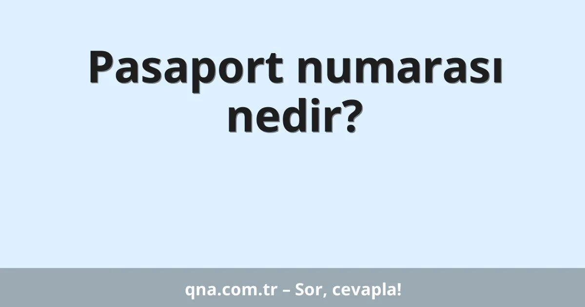 Pasaport numarası nedir?