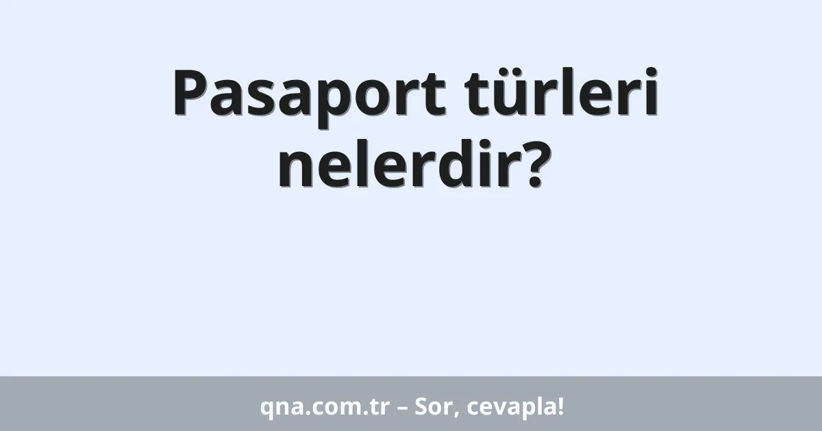 Pasaport türleri nelerdir?