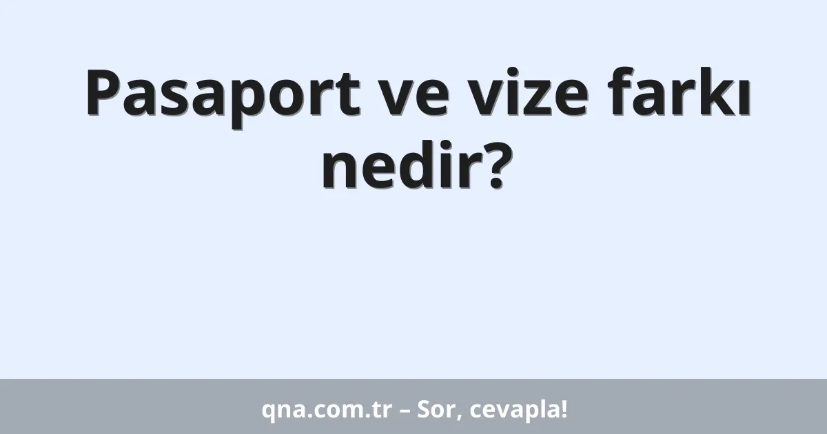 Pasaport ve vize farkı nedir?