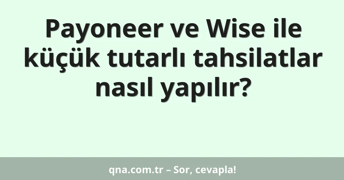 Payoneer ve Wise ile küçük tutarlı tahsilatlar nasıl yapılır?
