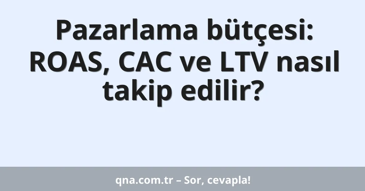 Pazarlama bütçesi: ROAS, CAC ve LTV nasıl takip edilir?