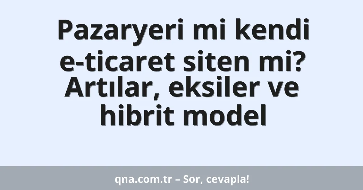 Pazaryeri mi kendi e-ticaret siten mi? Artılar, eksiler ve hibrit model