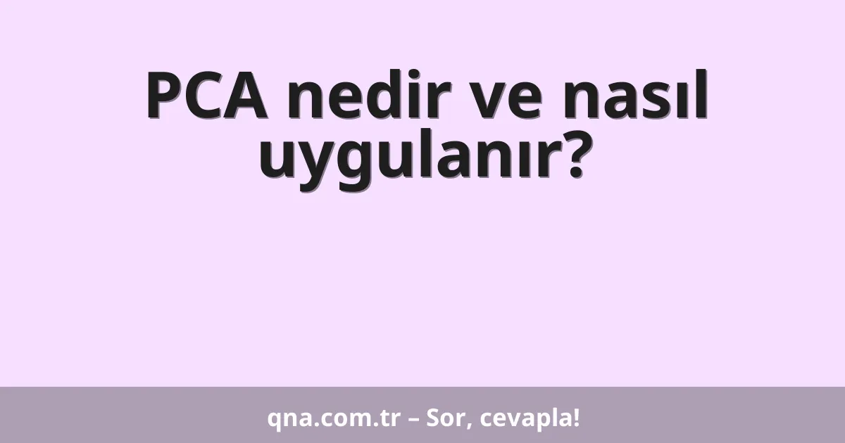 PCA nedir ve nasıl uygulanır?