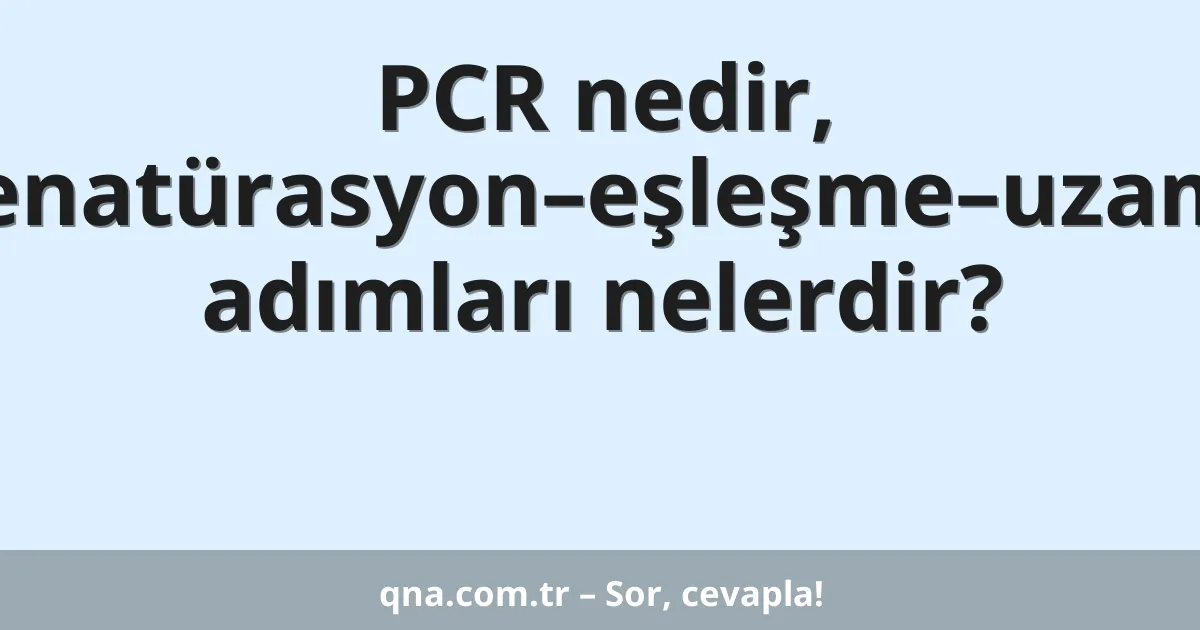 PCR nedir, denatürasyon–eşleşme–uzama adımları nelerdir?