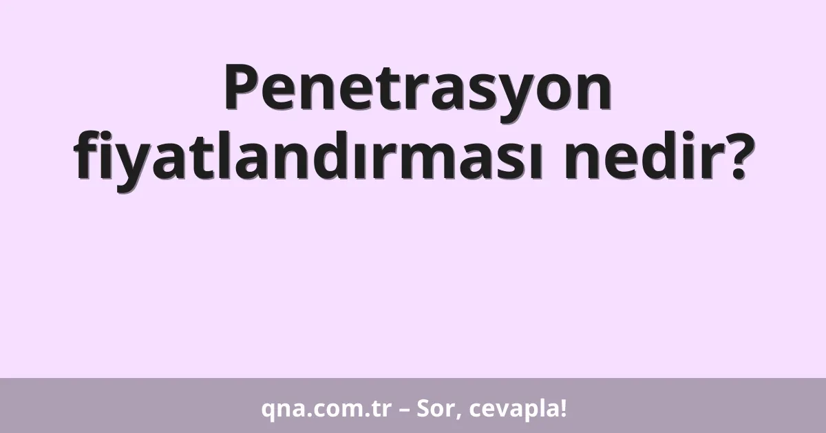 Penetrasyon fiyatlandırması nedir?