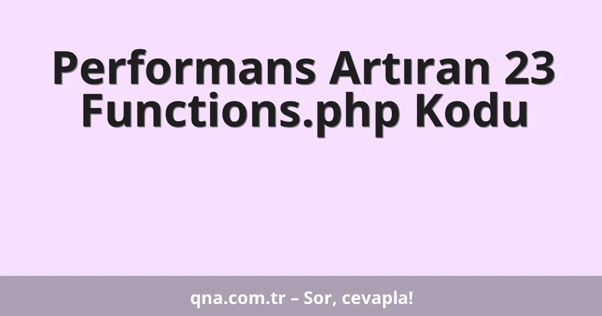 Performans Artıran 23 Functions.php Kodu