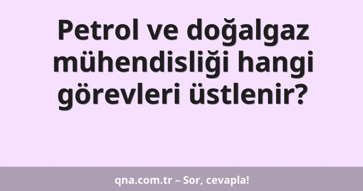 Petrol ve doğalgaz mühendisliği hangi görevleri üstlenir?