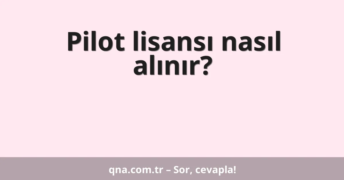 Pilot lisansı nasıl alınır?