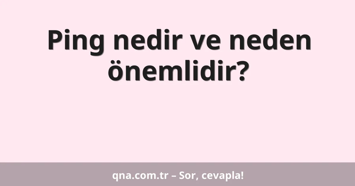 Ping nedir ve neden önemlidir?